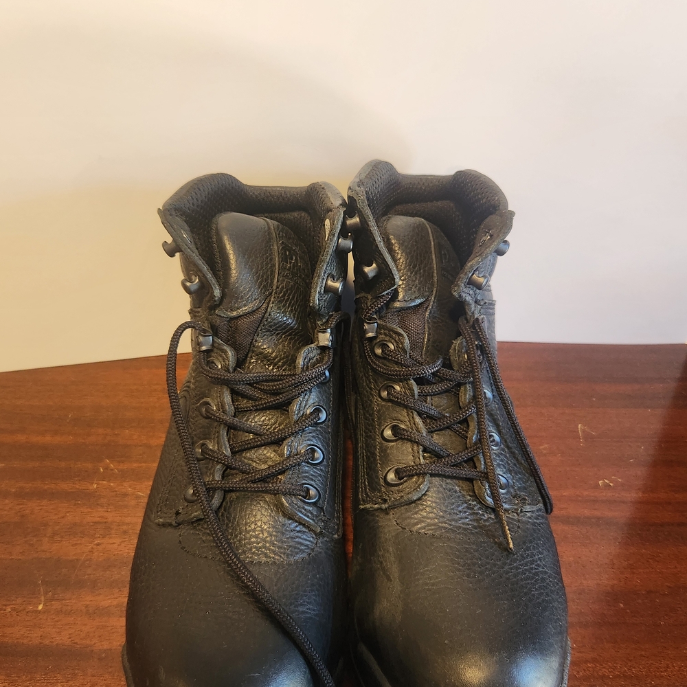 Black Leather Women's Steel Toe Boots